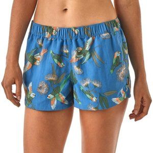 PATAGONIA Barely Baggies Shorts w/ Blue Bird Print, Size Small